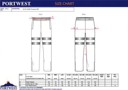 Pantaloni de ploaie Hi-Vis, portocaliu, regular, Traffic, Portwest